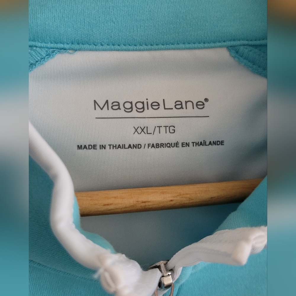 Maggie Lane 1/2 Zip Long Sleeve Golf Pullover, Women's XXL, Teal with White Trim - Picture 2 of 11